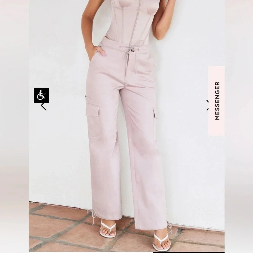 MISTRESS ROCKS STONE LOOSE FIT CARGO TROUSERS Tan Brown Size M - Picture 2 of 6